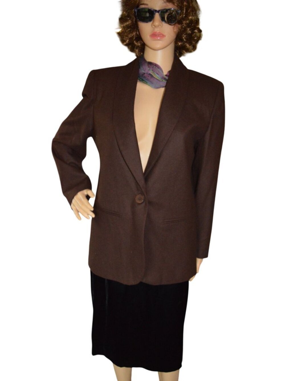 Vintage Fundamental Things Brown 100% Wool Blazer Women's Oversized Size 4 Petit